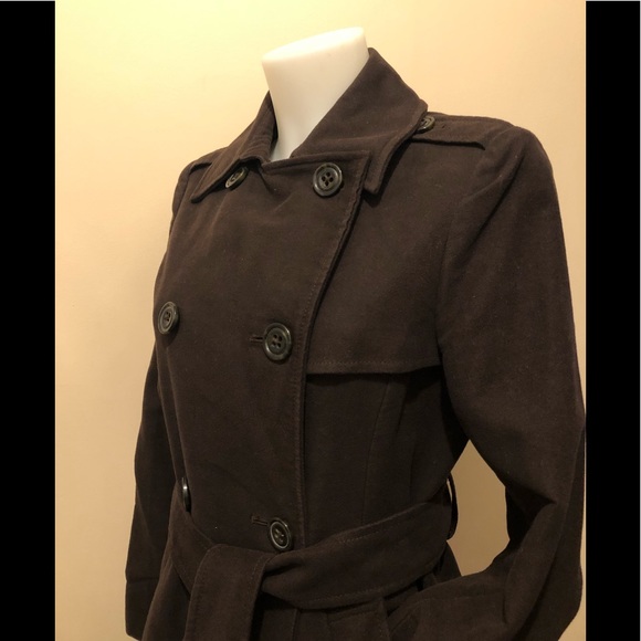 GAP LONGLINE BUTTON BELTED BROWN COAT🧥size S - Picture 11 of 17